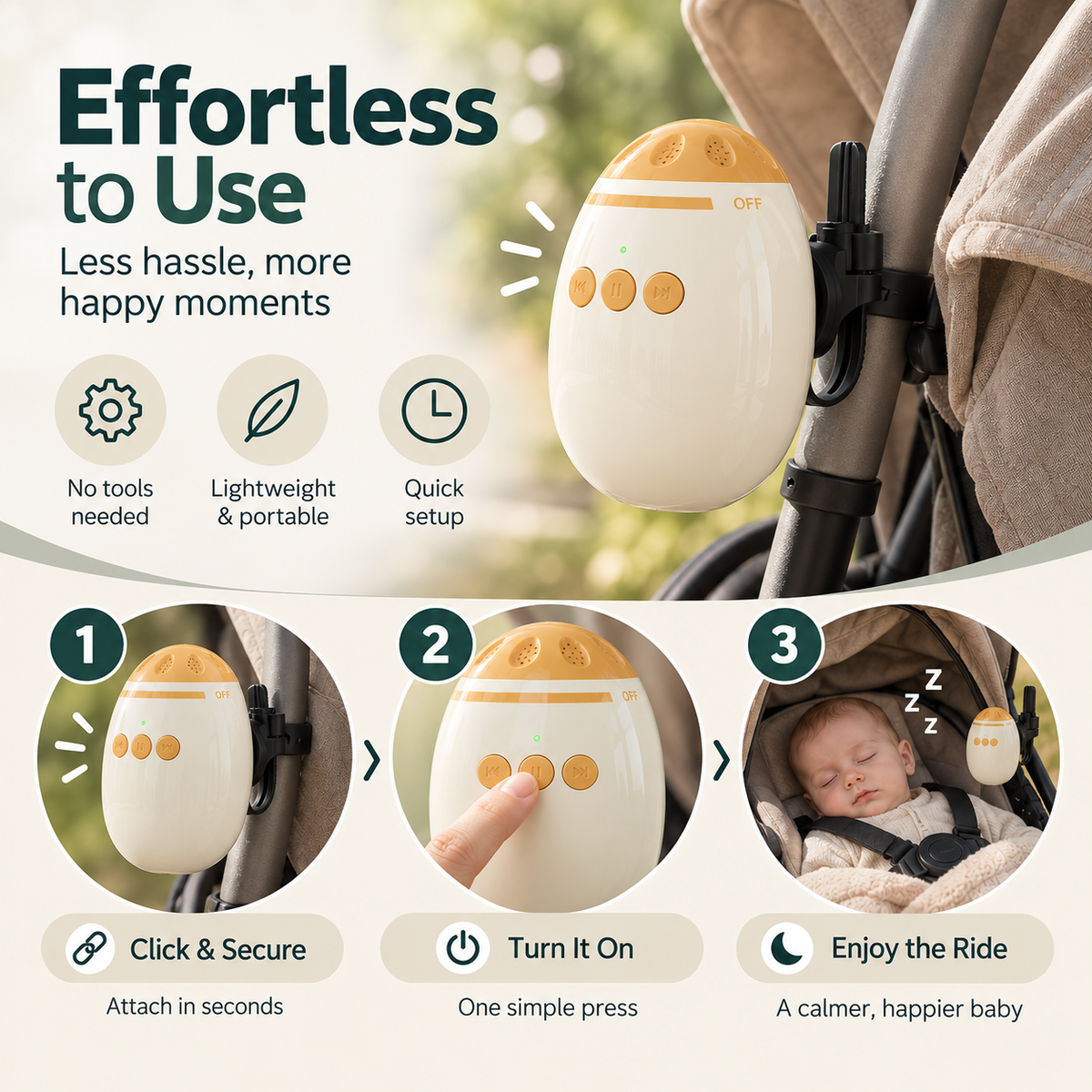 Portable Stroller Rocker & Baby Sleep Soother
